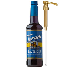 Torani sugar-free lavender syrup front packaging showing brand and bottle