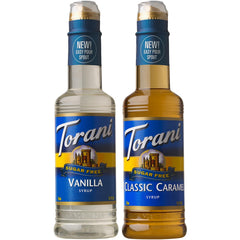 Torani pack front view showing both sugar-free bottles and clear labeling for quick choice