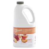 Torani bottle front packaging showing peach label and benefits