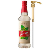 Torani bottle front packaging showing label and quantity, highlights brand reliability