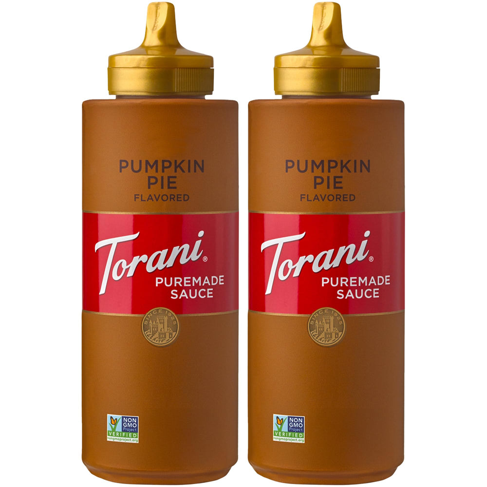 Torani Puremade front packaging showing label and two bottles, clear brand visibility and supply benefit