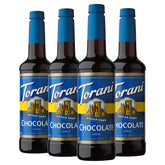 Torani sugar free chocolate front packaging showing bottle and branding benefits