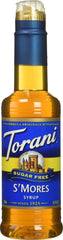 Torani bottle front packaging showing s'mores flavor and benefits