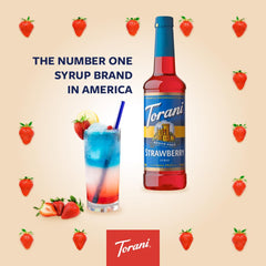 Torani sugar free strawberry added to iced coffee creating fruity twist and low-calorie flavor