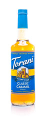Torani sugarfree caramel front packaging showing label and serving size benefit