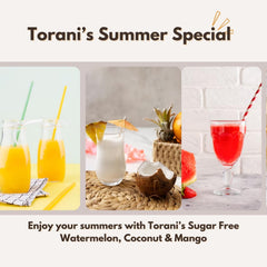 Torani syrup poured into sparkling glass showing bright tropical flavor