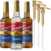 Torani three-bottle front view showing variety and brand benefit