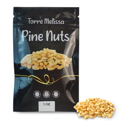 Torre Melissa single pouch open with pine nuts ready to snack or cook
