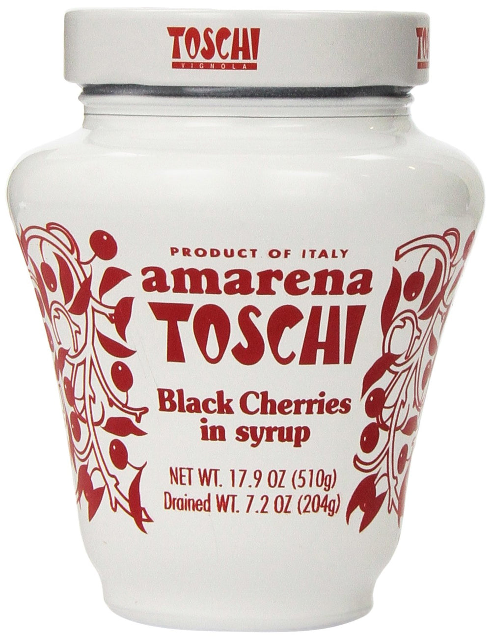 Toschi front packaging showing 17.9 oz jar and label, premium presentation benefit