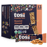 Tosi almond front packaging showing 12-pack and organic badge for quick recognition