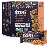 Tosi front packaging 12-pack showing organic badge and travel-ready benefit
