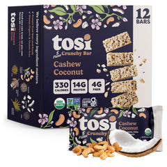 Tosi front packaging showing 12-pack and organic badge, clear shelf appeal