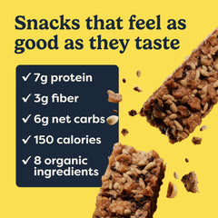 Tosi ingredients display with peanuts dark chocolate and seeds for transparency