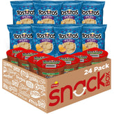 Frito Lay Tostitos blue front packaging showing variety pack and contents benefit convenience