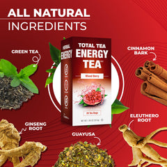 Total Tea loose blend detail showing guayusa leaves and botanicals for natural aroma