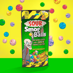 TOXIC WASTE Smog Ball held in hand to show size and portion control for snacking