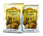 Trader Joe's cornbread crisps front packaging showing two 3oz bags and snack convenience