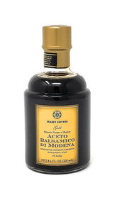 Trader Joe's Gold Aceto Balsamico di Modena front label showing IGP and aging, highlights authenticity