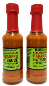 Trader Joe's habanero hot sauce front packaging showing label and two-bottle value pack for convenience