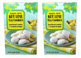 Trader Joe's front packaging of key lime shortbread cookies showing two 10 oz boxes and powdered sugar finish