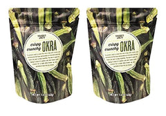 Trader Joe's front packaging of crispy crunchy okra showing bag and branding for quick identification and snacking convenience