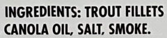 Trader Joe's smoked trout tin beside a ruler showing 3.9 oz size for portion clarity