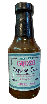 Trader Joe's Trader Ming's gyoza dipping sauce bottle front label showing product name and benefits