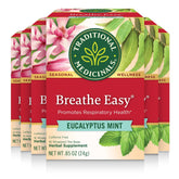 Traditional Medicinals box front showing eucalyptus mint branding and benefits