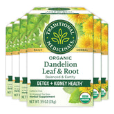 Traditional Medicinals front packaging showing dandelion tea and organic badge benefits