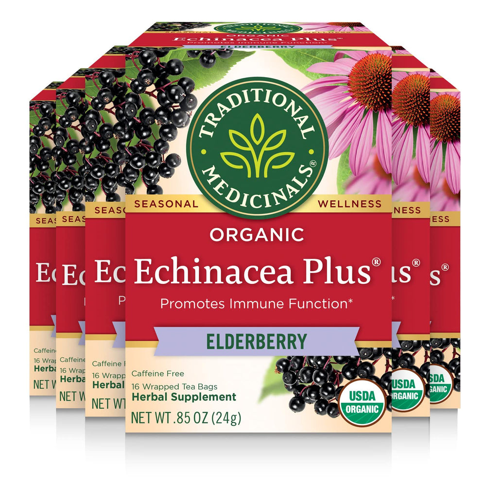 Traditional Medicinals front packaging showing product and organic seals for pantry-ready supply