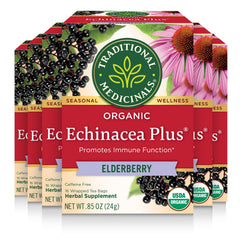 Traditional Medicinals front packaging showing product and organic seals for pantry-ready supply