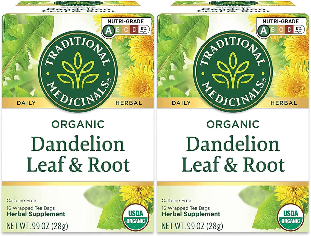 Traditional Medicinals front packaging showing two-box pack and organic badge, convenient supply