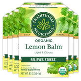 Traditional Medicinals front packaging showing organic lemon balm benefits