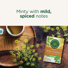Traditional Medicinals loose herb blend showing peppermint, fennel, ginger textures for flavor clarity