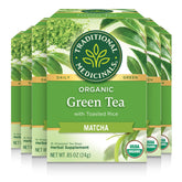 Traditional Medicinals front packaging showing 96 tea bags and organic badge, clear pantry benefit