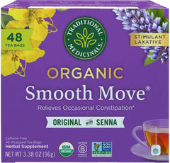 Traditional Medicinals Smooth Move front box showing organic senna benefits