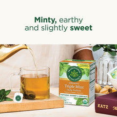 Traditional Medicinals loose peppermint spearmint and lemon balm herbs highlighting freshness benefit