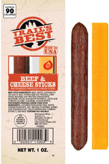 Trail's Best close-up beef stick texture highlighting moistness and savory appeal