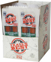 Trail's Best front box view showing 20 individually wrapped double salami sticks for easy storage