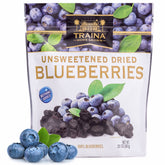 Traina front packaging 20oz bag showing brand and blueberry product benefits
