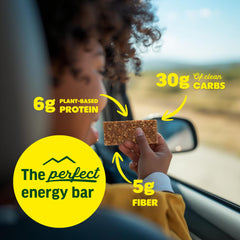 Tram Bar cross-section of a bar showing chewy texture and lemon flecks for satisfying bite