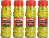 Trappey Peppers In Vinegar Hot front packaging showing jar label and stacked 4-pack, adds convenient spicy topping