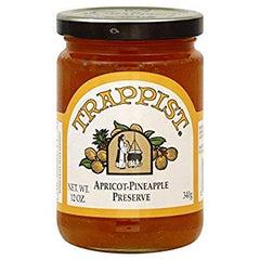 Trappist front label showing apricot pineapple preserves, enhances breakfast variety