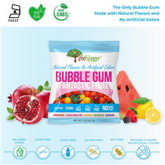 Tree Hugger open bag with gum spilling to show portion size and resealability benefit