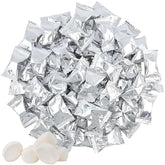 Tree Treasures front packaging showing 220-count silver mints and clear bag appeal