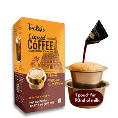 Trelish front packaging showing South Indian filter concentrate for authentic flavor