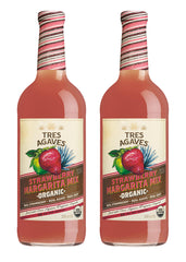 Tres Agaves front bottle showing organic strawberry label and ready-to-use benefit