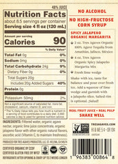 Tres Agaves label close-up highlighting ingredients and organic certification benefit