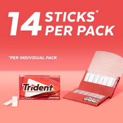 Close-up of a Trident gum stick showing smooth texture and lasting chew