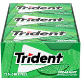 Trident front packaging showing spearmint gum and branding for fresh breath